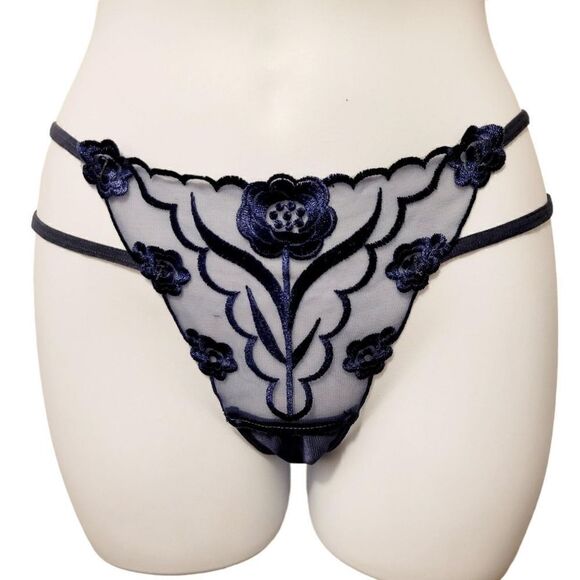 2/$20 Brand new navy blue rose panties underwear T-backs - Picture 2 of 4